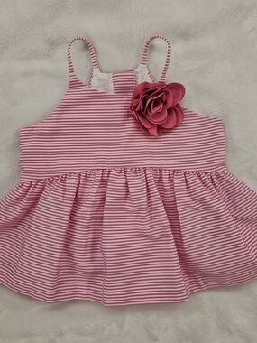 Janie and Jack Pink Striped Top with Rosette